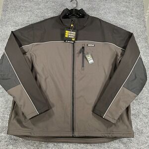 Caterpillar CAT Softshell Jacket Coat Mens 2XL XXL Gray Black Full Zip New